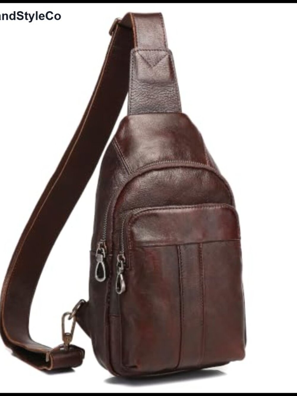 Genuine Leather Sling Bag Crossbody Unisex Retro Adjustable Strap